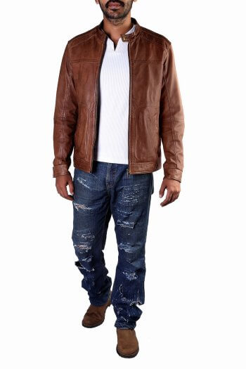 Men's Brown Biker Leather Jacket