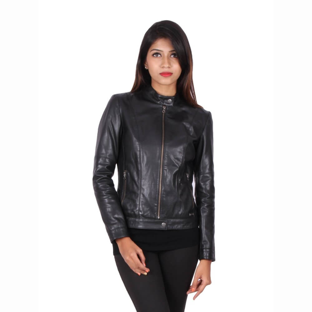 Theo Ash Buy Classic zipper Jacket for Women Online Black Leather Jacket for Women Online India