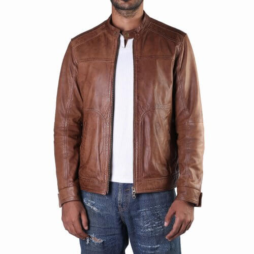 Men's Brown Biker Leather Jacket