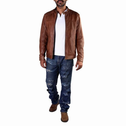 Men's Brown Biker Leather Jacket