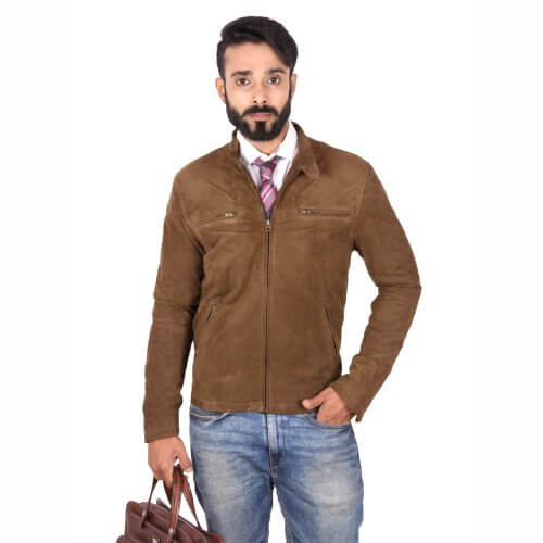 Theo&Ash - Buy Green Suede Leather Jacket for Men Online in India ...