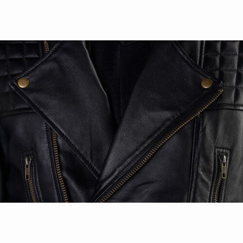 Men's Black Quilted Biker Leather Jacket