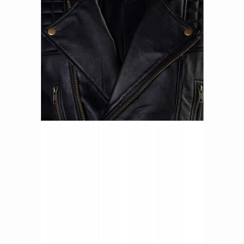 Men's Black Quilted Biker Leather Jacket