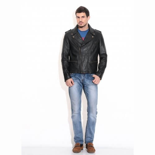 Men's Black Vintage Biker Leather Jacket