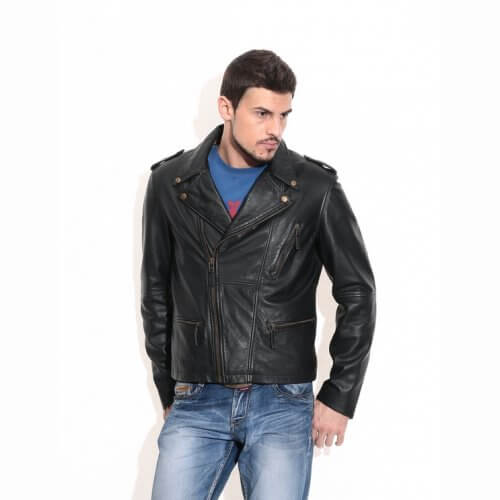 Men's Black Vintage Biker Leather Jacket