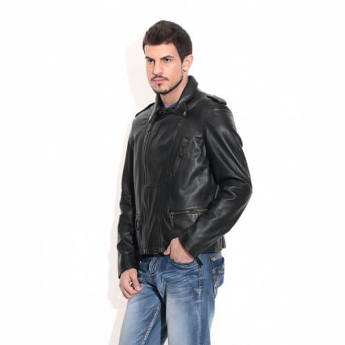 Men's Black Vintage Biker Leather Jacket