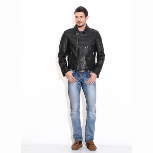 Men's Black Biker Leather Jacket