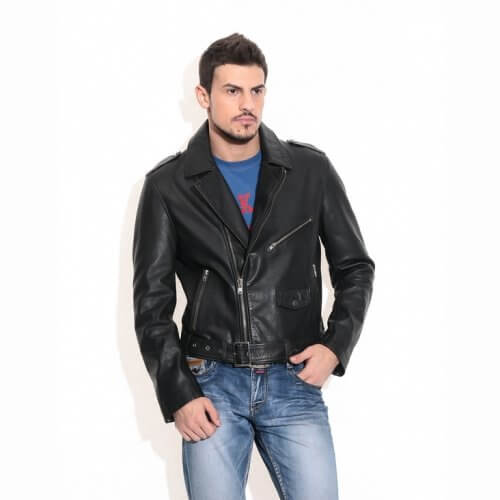 Men's Black Biker Leather Jacket