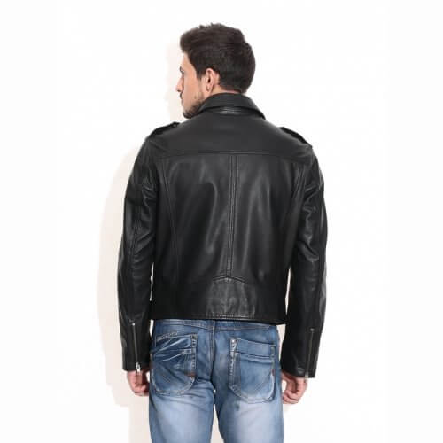 Men's Black Biker Leather Jacket