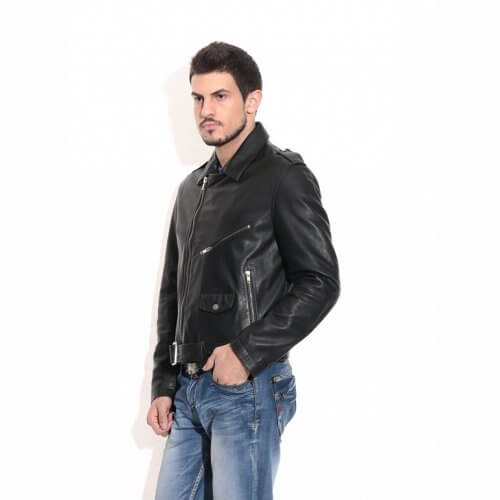 Men's Black Biker Leather Jacket