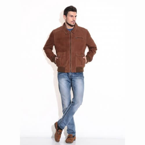 Brown Suede Aviator Jacket