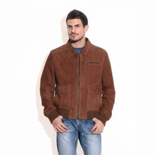 Brown Suede Aviator Jacket