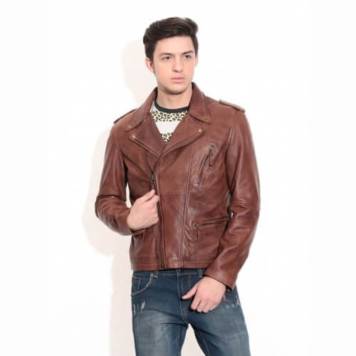 Men's Brown Vintage Biker Leather Jacket