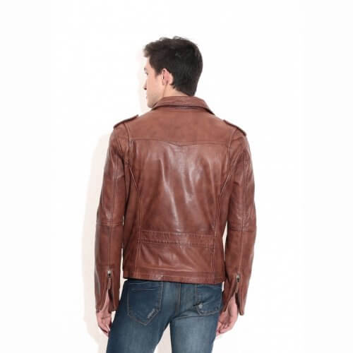 Men's Brown Vintage Biker Leather Jacket