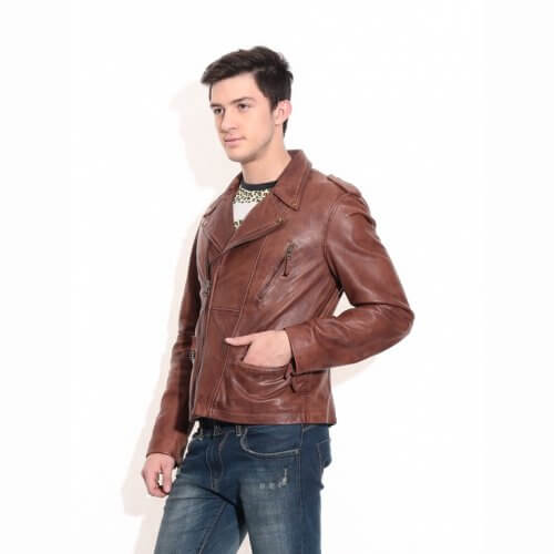 Men's Brown Vintage Biker Leather Jacket