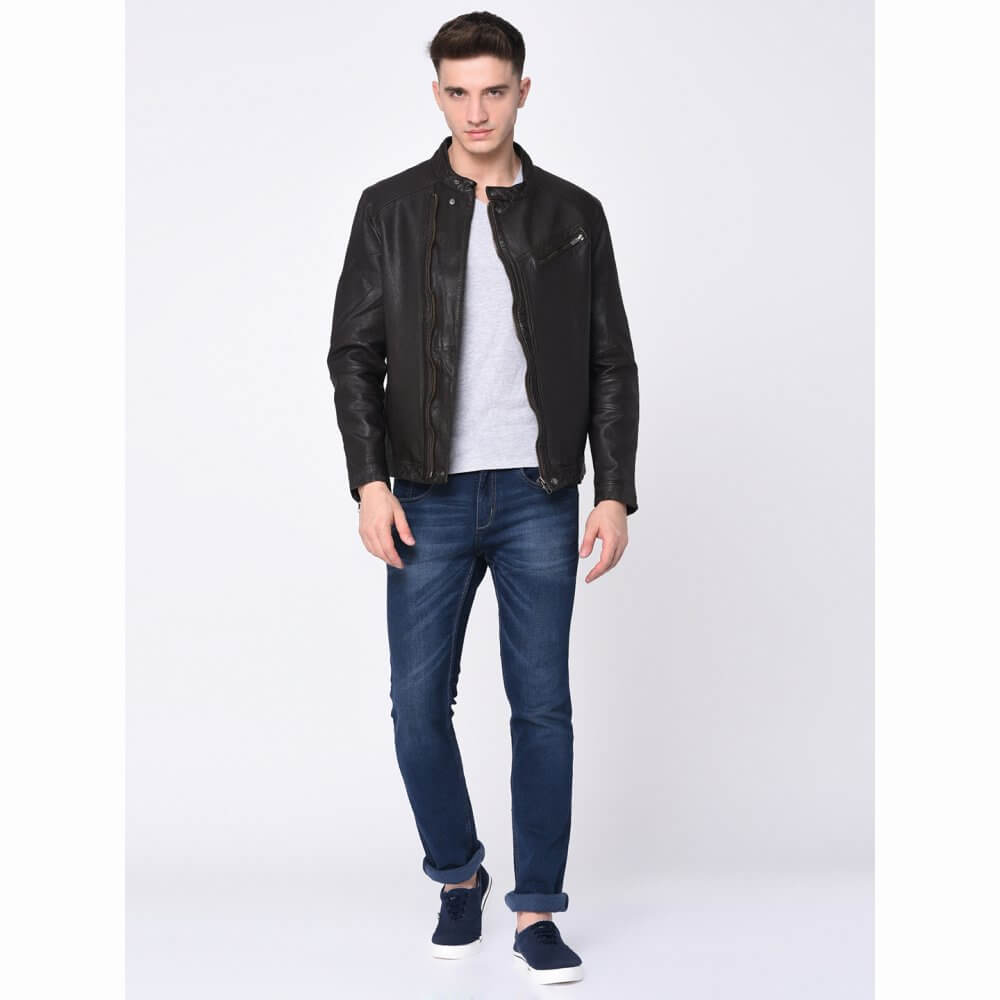 Theo&Ash - Buy Vintage black Leather Jacket for Men Online in India ...