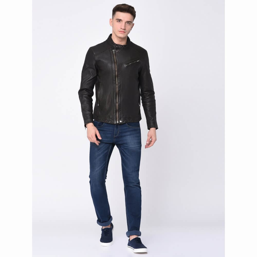 Theo&Ash - Buy Vintage black Leather Jacket for Men Online in India ...