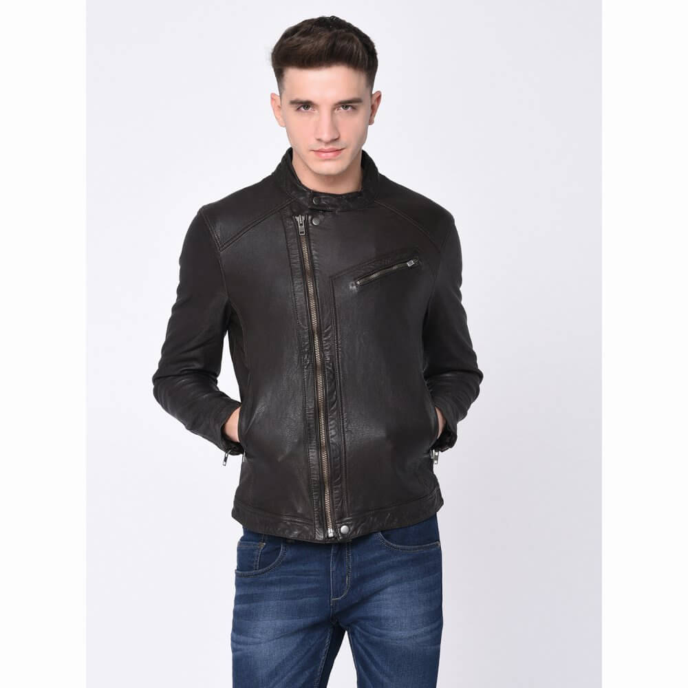 Theo&Ash - Buy Vintage black Leather Jacket for Men Online in India ...