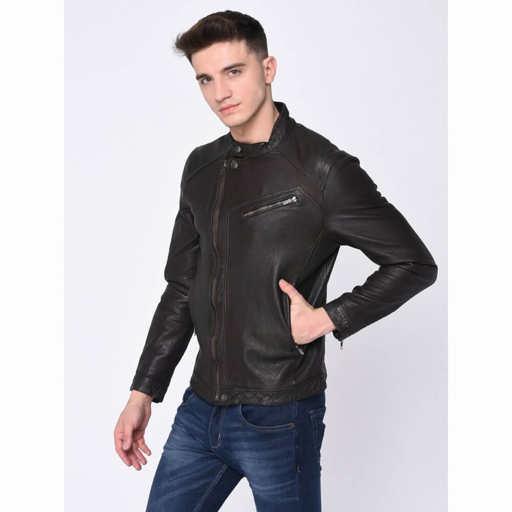 Theo&Ash - Buy Vintage black Leather Jacket for Men Online in India ...