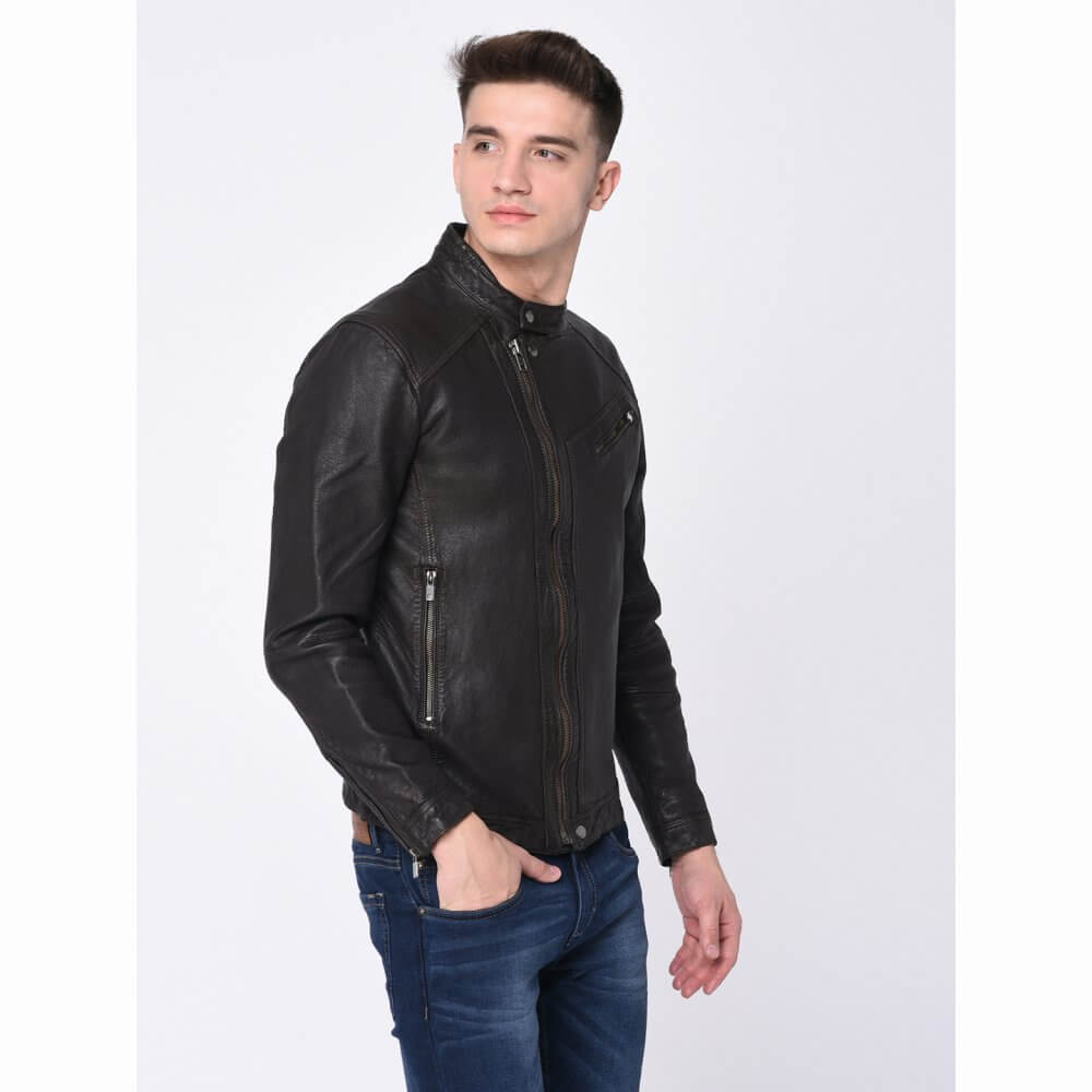 Theo&Ash - Buy Vintage black Leather Jacket for Men Online in India ...