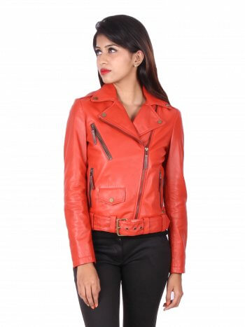 Red Biker Leather Jacket