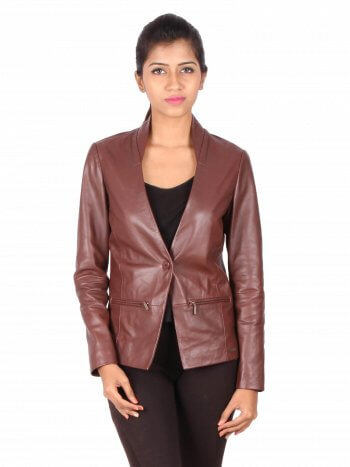 Vintage Brown Leather Blazer