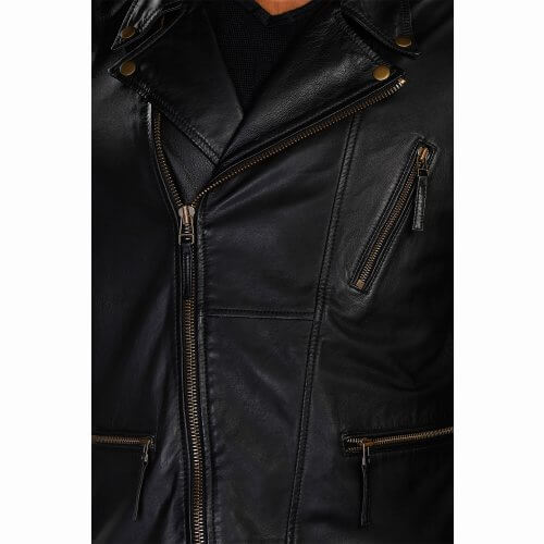 Men's Black Vintage Biker Leather Jacket