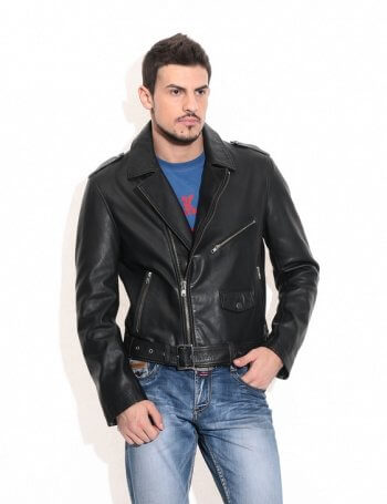 Men's Black Biker Leather Jacket