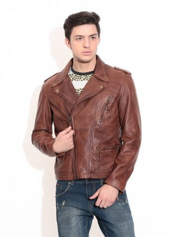 Men's Brown Vintage Biker Leather Jacket