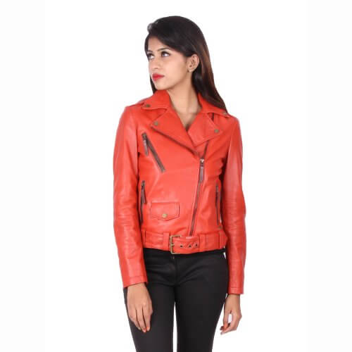 Red Biker Leather Jacket