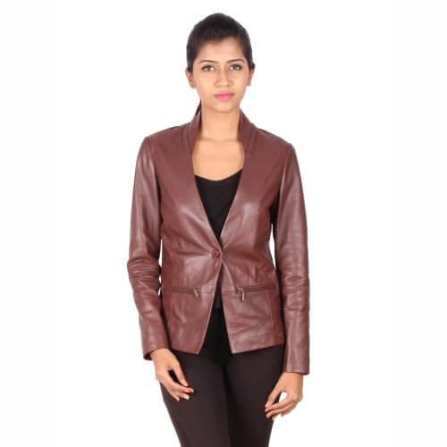 Vintage Brown Leather Blazer