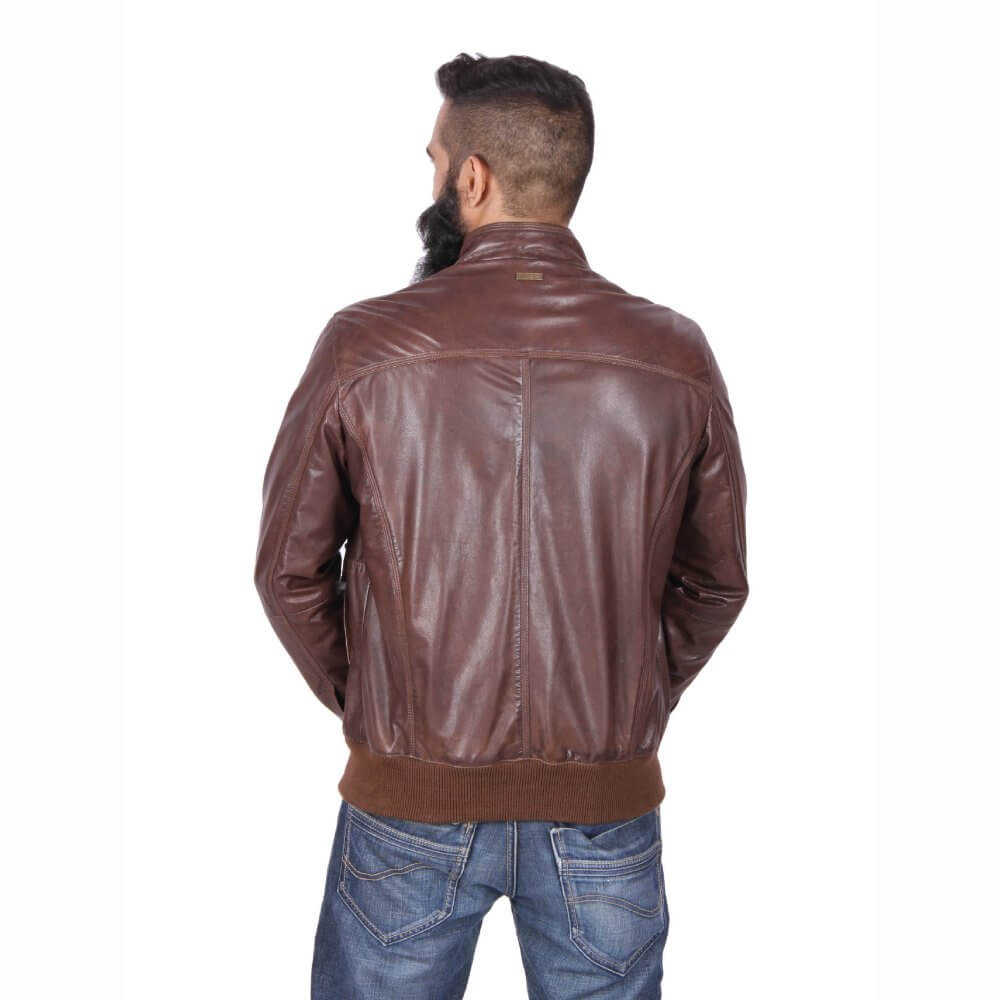 Theo&Ash - Dark brown leather jacket for men | Vintage bomber jacket ...